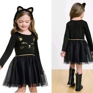 The Children's Place Kitty Cat Tulle Halloween Dress 12-18 Months NWT Black